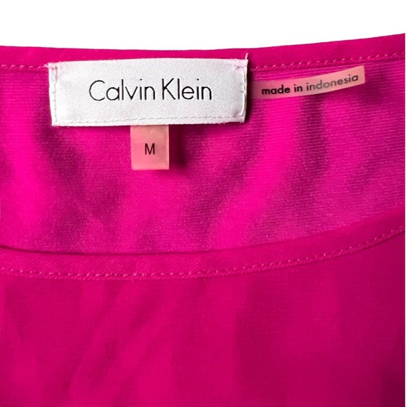 Calvin Klein Women's Sleeveless Blouse Side Tie Chiffon Tank Top w Bow Medium M - Picture 11 of 13